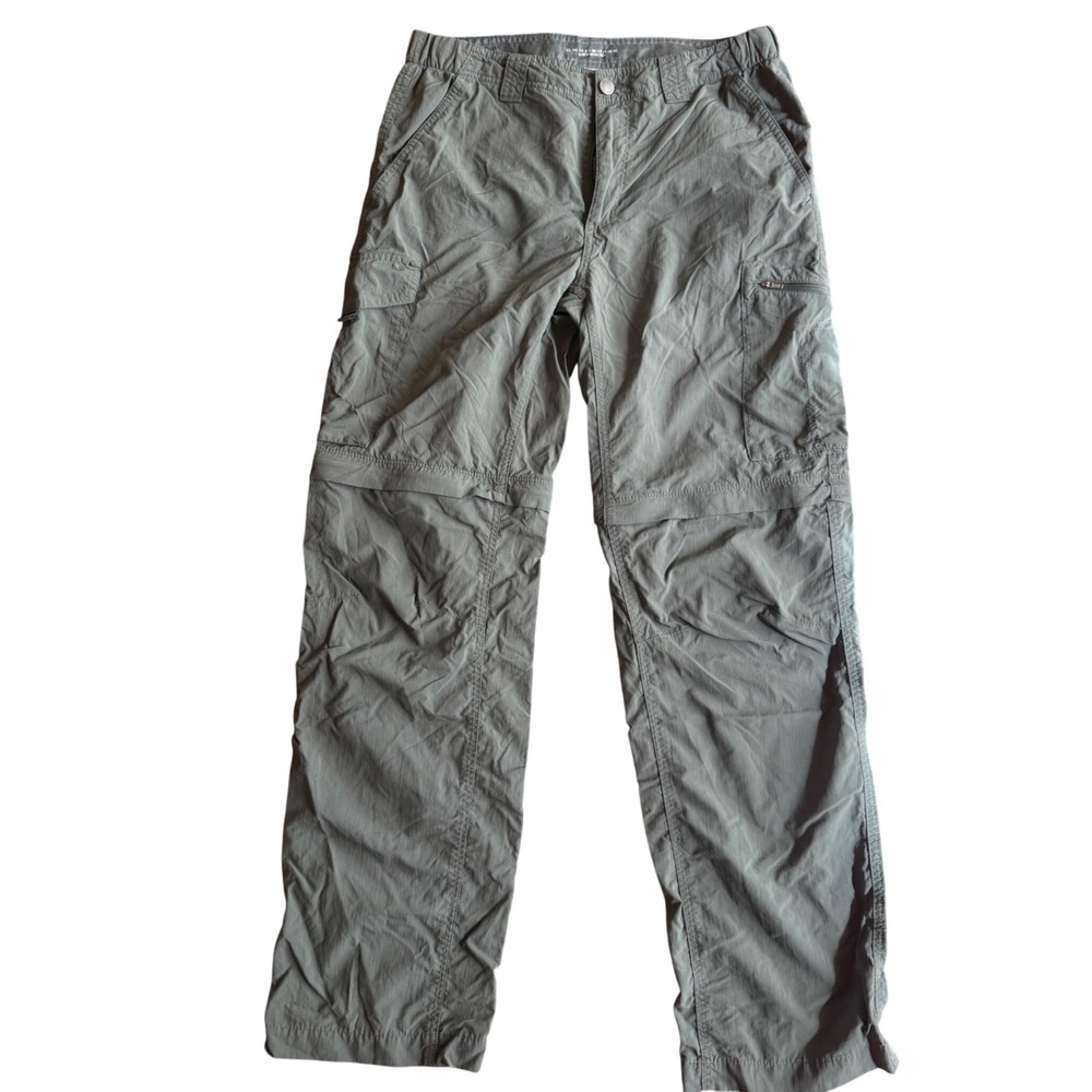 Columbia Convertible Cargo Pants Mens 32x32 Green Silver Ridge Omni-Shade Hiking